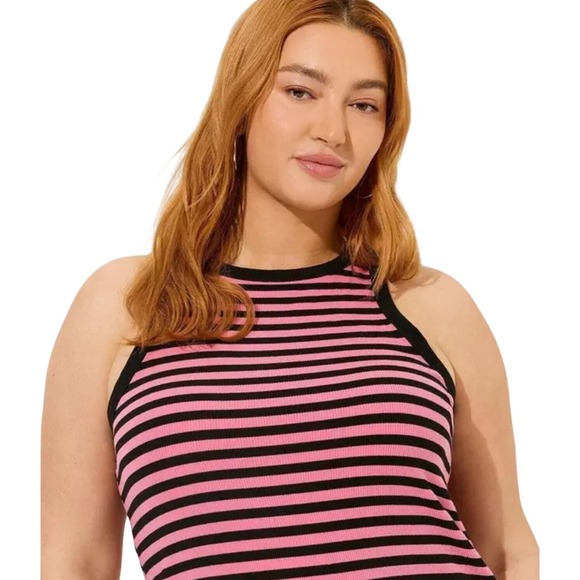 TORRID Pink Black Striped Maxi Dress Side Slit Tank Style Women's Plus Size 2X - Picture 3 of 8